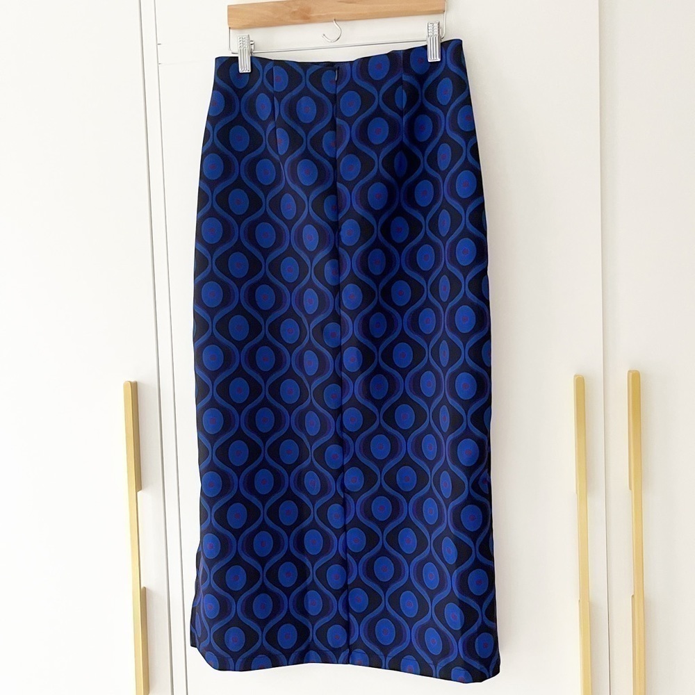 Blue Geometric Midi Skirt - Picture 7 of 10